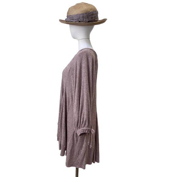 We The Free People Dress BEACHY Boho Oversized Mini Tunic Mauve Vee  Sz XS - S - Picture 4 of 8